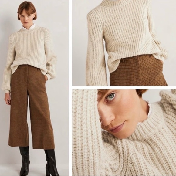 Boden Sweaters - Boden Cobalt‎ Blue Chunky Knit Ribbed Balloon Sleeve Wool Alpaca Sweater Cozy